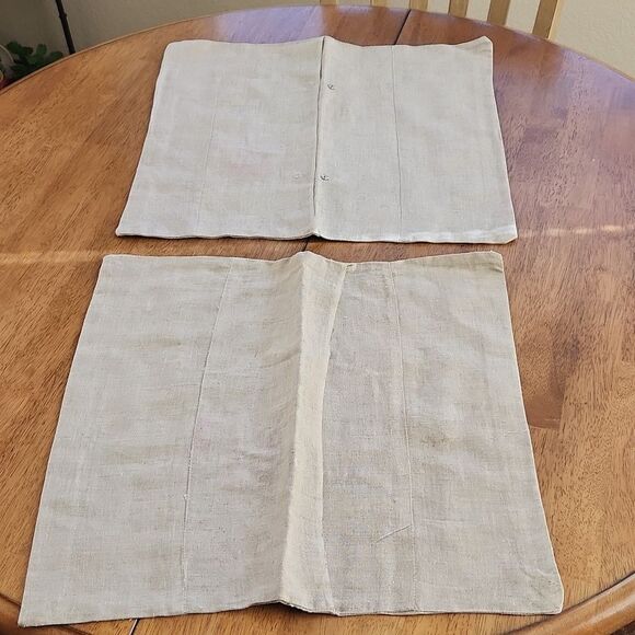Vintage flower embroidered linen set of two pillow cases covers - Picture 6 of 7
